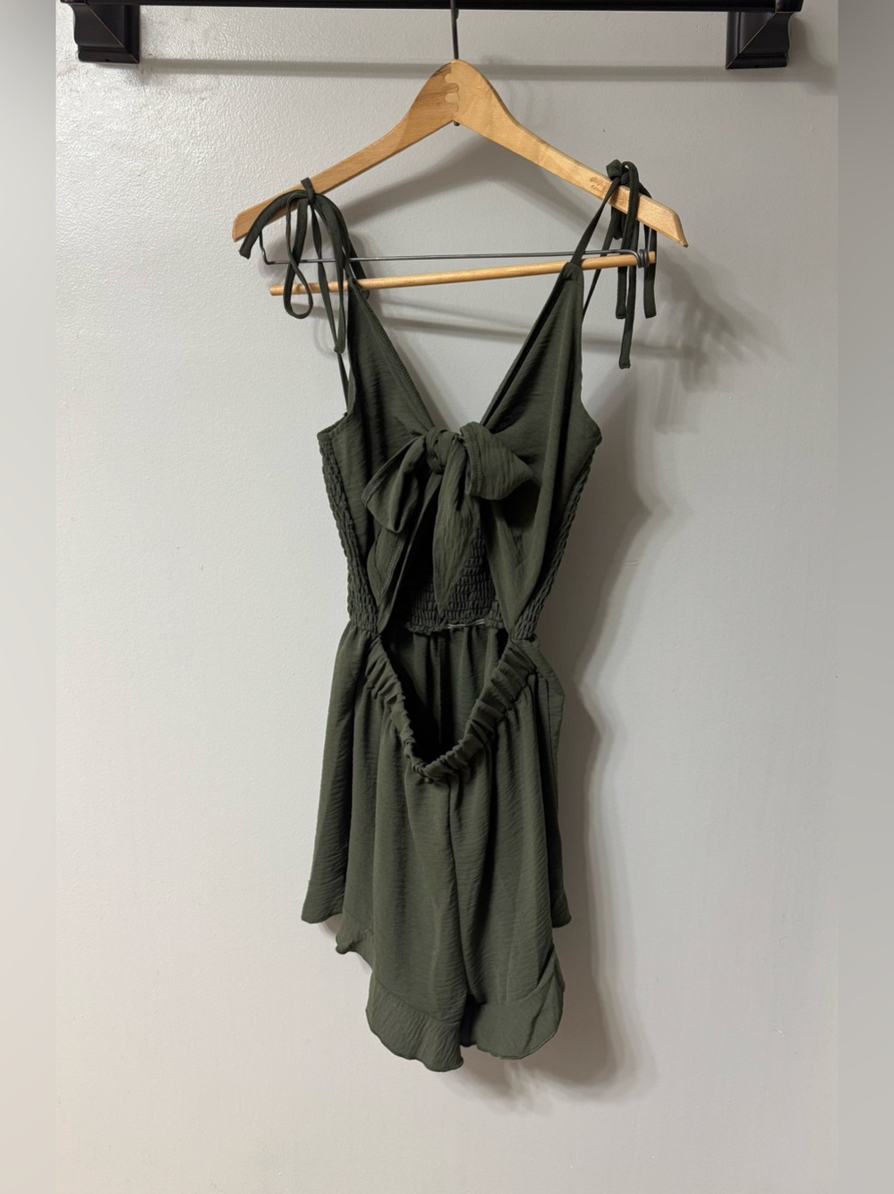 Olive Green tie front Romper XS